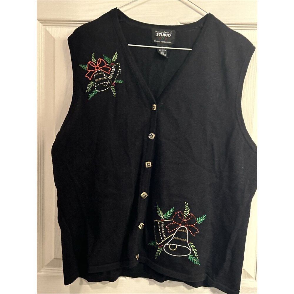 Vintage Designers Originals Studio Joy XL Christmas Bells Sweater Vest